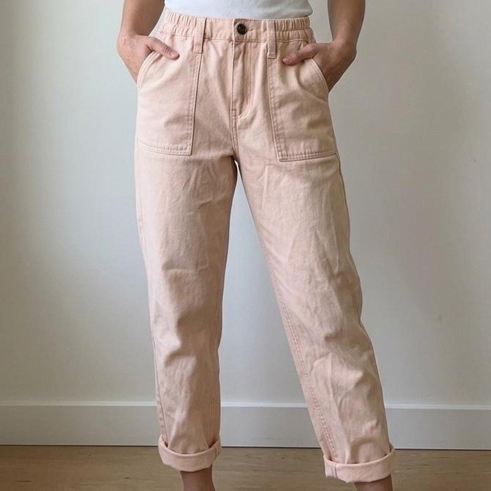 KK blush pink cinched waist utility pants rolled hem spring – Youth XL